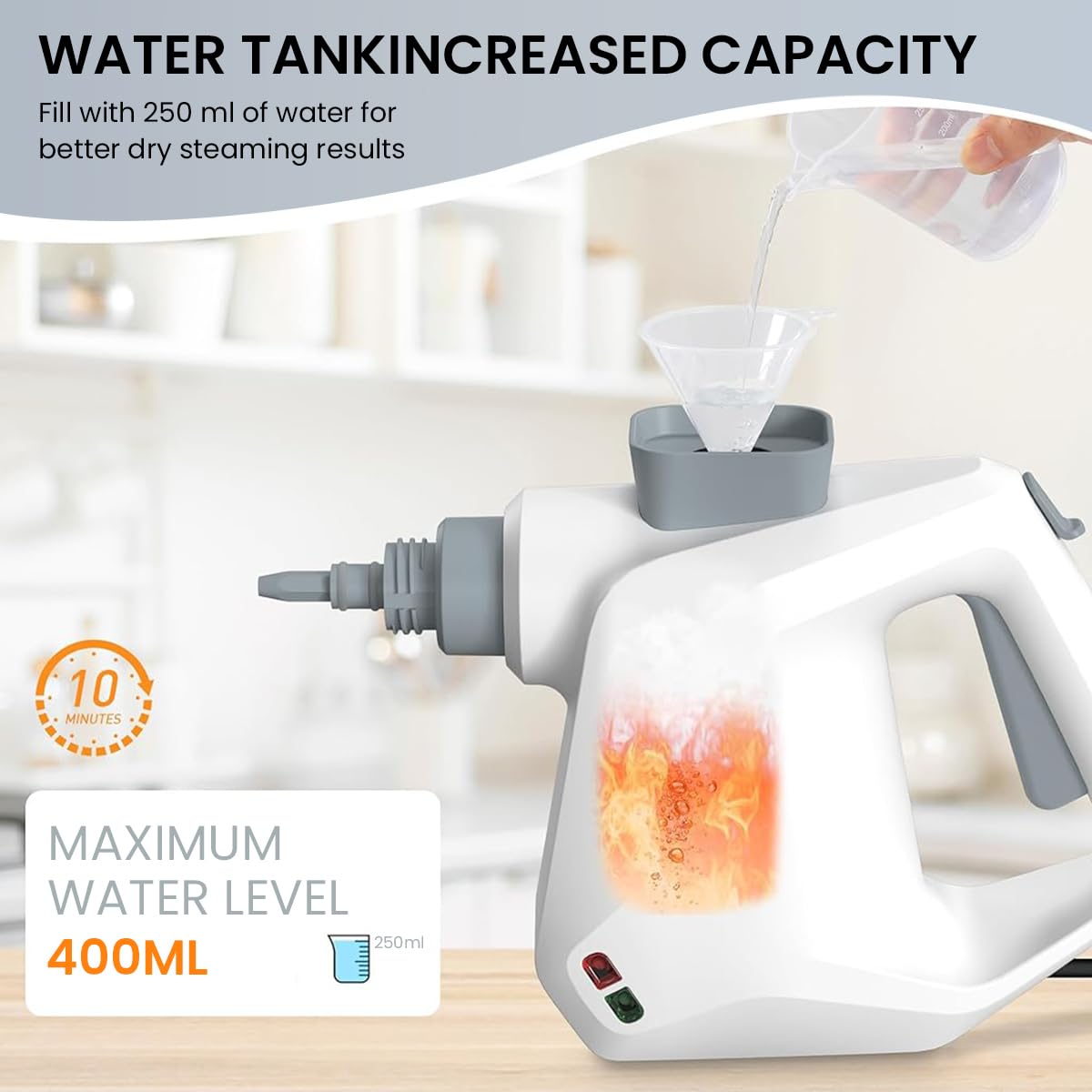 Supvox Handheld Steam Cleaner for Home Cleaning with 400ml Tank and 97.2in Cable | 230°F High Temperature Sterilization