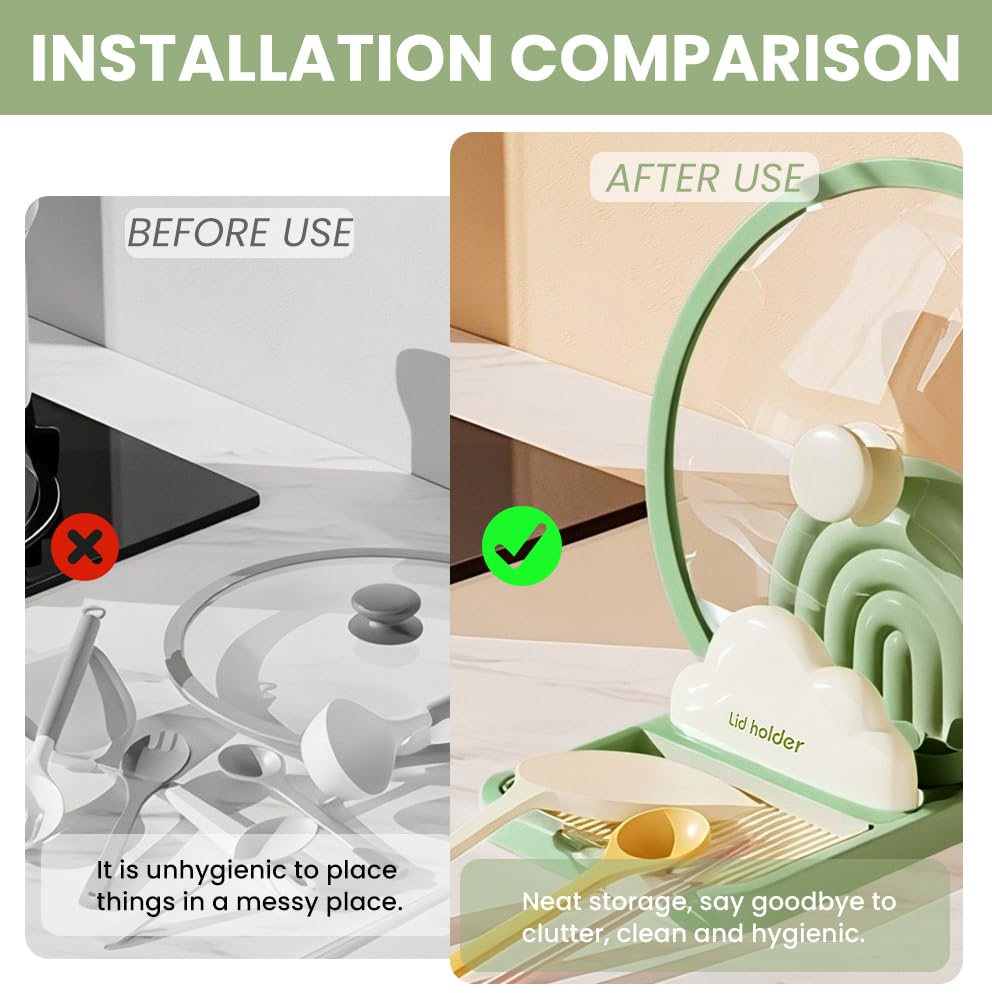 HASTHIP Spoon Rest Pot Lid Holder for Kitchen with Detachable Grooved Drain Tray 21x13.5x11cm