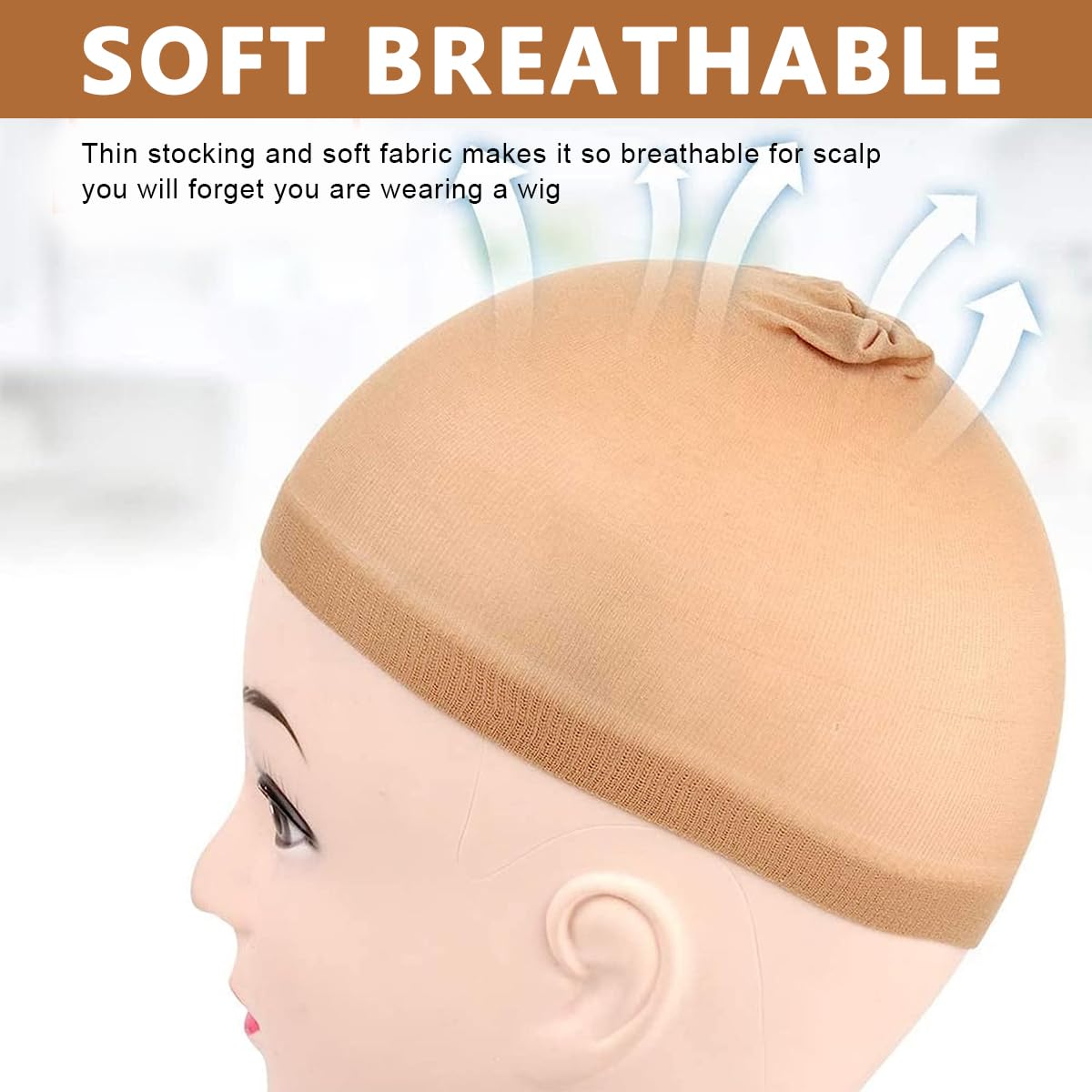 MAYCREATE Wig Cap for Women with Elastic Hemming and 10pcs Set | Breathable Nylon