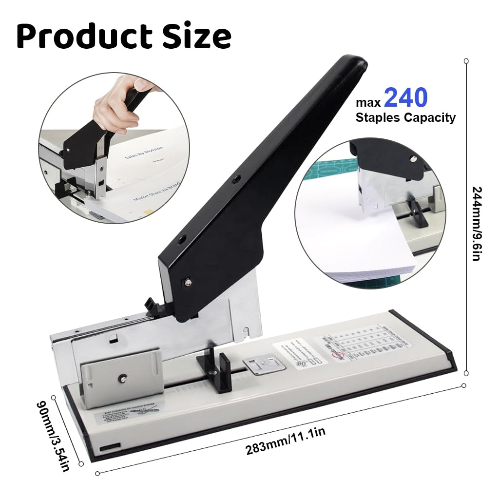 Climberty® Heavy Duty Stapler, 240 Sheet Capacity, 1000 Staples Included, Versatile for 8mm-24mm Lengths, All Metal Design for Durability