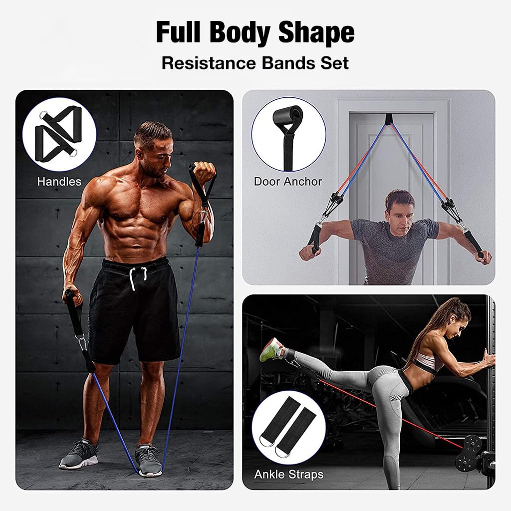 Proberos Resistance Tube Kit for Exercise and Stretching with Foam Handles and Door Anchor | Eco Latex Bands for Men and Women