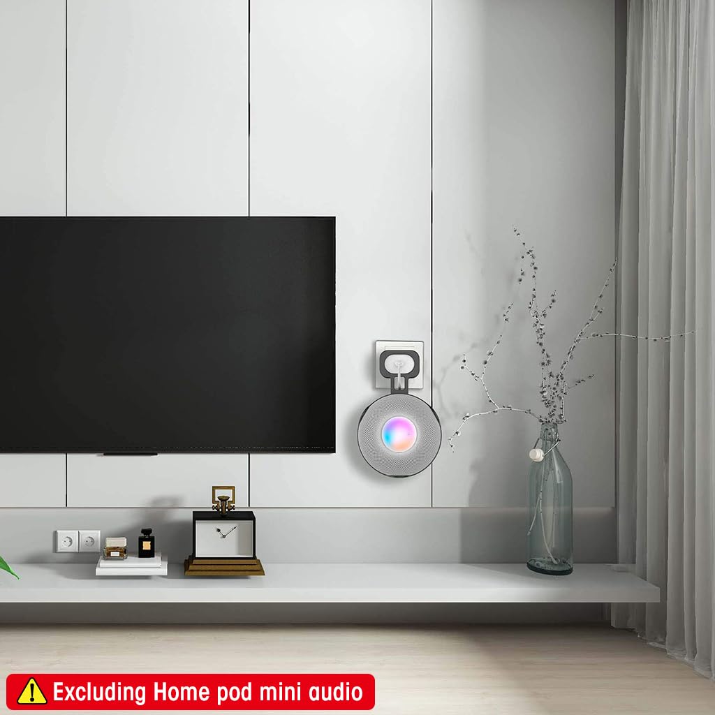 Zeitel Outlet Wall Mount Holder for Apple Homepod Mini with Cord Management and ABS Build | Space-Saving Plug Mount Stand in Black