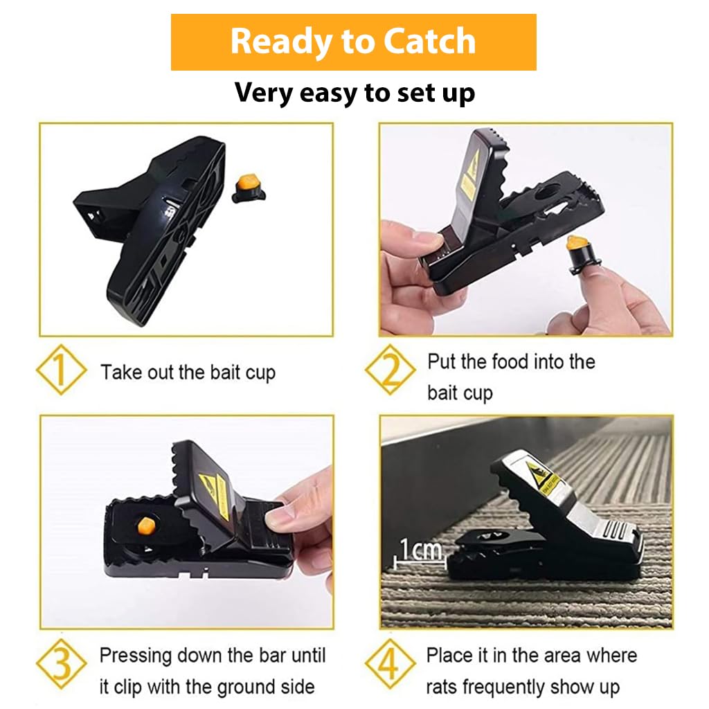 HASTHIP Rat Traps for Mice and Rats 12PCS Reusable Set for Indoor and Outdoor Use