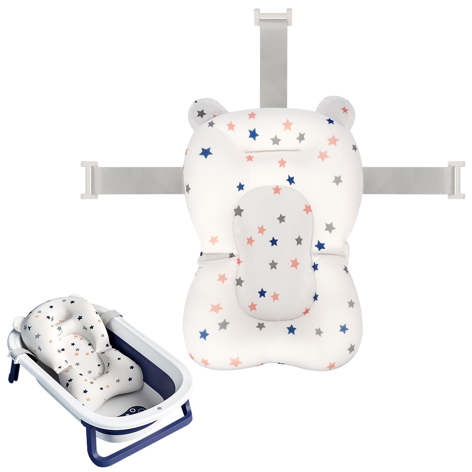 SNOWIE SOFT® Baby Bath Seat Support Net Infant Bathing Seat Support Mat, Adjustable Comfortable Non-Slip Three-Pointed Baby Shower Net