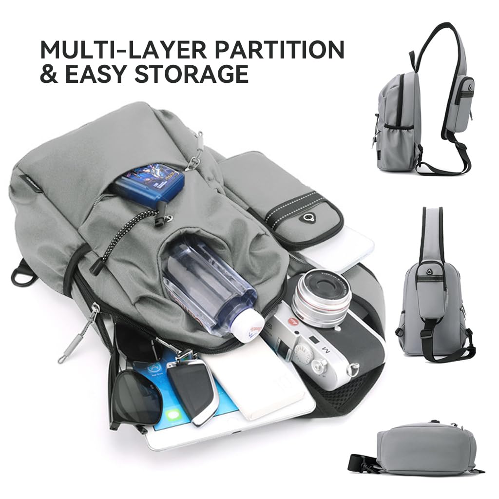 GUSTAVE Chest Bag for Travel and City Commute with Waterproof Oxford Cloth | Crossbody Design Featuring Bottle and Phone Pockets