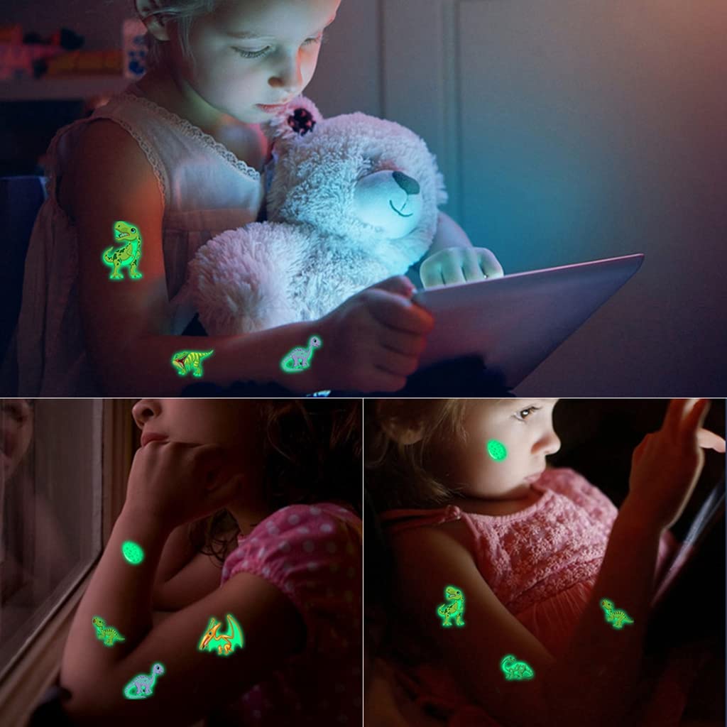 MAYCREATE Temporary Tattoo Stickers for Kids with 20 Sheets 6.8×12cm Night Glow | Waterproof