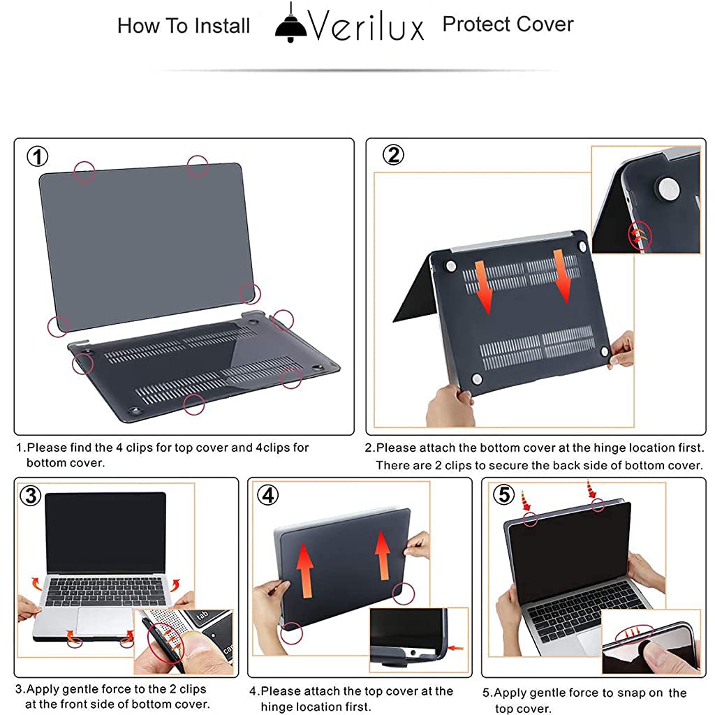 Verilux® Laptop Cover 13.3 inch for MacBook Air M1 Case Cover Laptop Case Compatible with 2020/2019/2018 MacBook Air M1 A2337 A2179 A1932 MacBook Air Case Waterproof Laptop Protector Hard Case