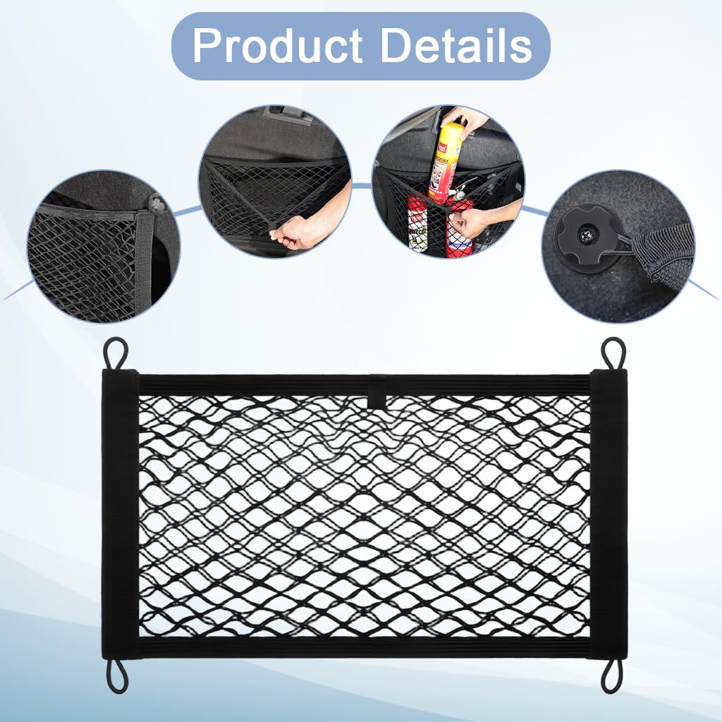 STHIRA Car Storage Organizer Nets 45x25cm for Sedan SUV featuring Screw-Fixed Nylon Mesh | 2Pcs Clutter-Free Trunk Utility