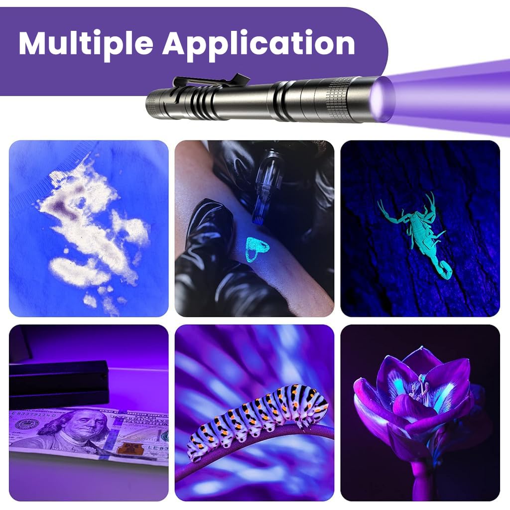 ELEPHANTBOAT UV Pen Light for Pet Urine and Scorpion Detection featuring 395nm Beam | Waterproof Aluminum Alloy Flashlight