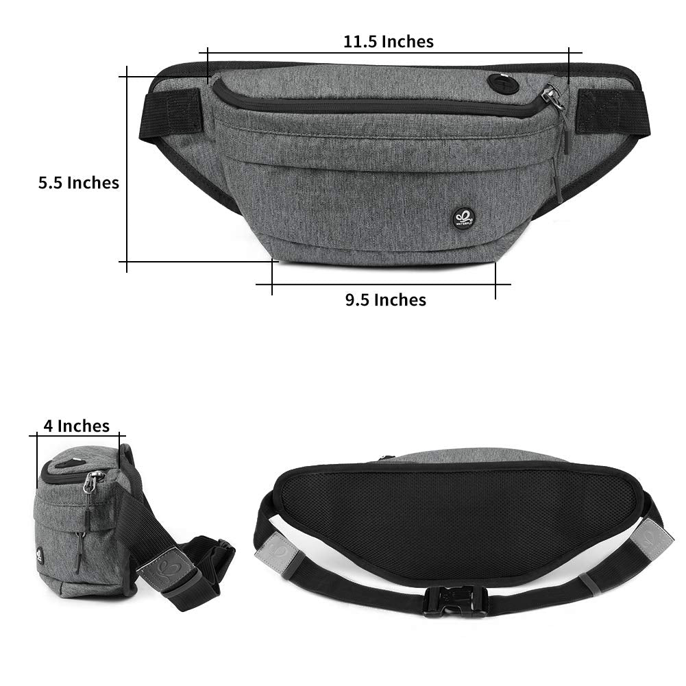GUSTAVE Waist Bag for Outdoor Sports with 32–51 in Adjustable Belt and Earphone Hole | Waterproof Nylon Fanny Pack for Men and Women