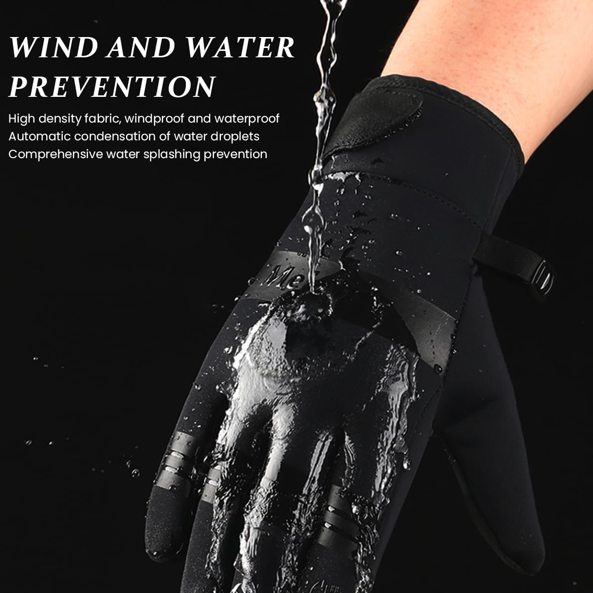 PALAY® Silicone Winter Gloves For Men Women, Warm Windproof Coldproof Touchscreen Riding Gloves, Bike Gloves For Walking Snowboarding Hiking Cycling Outdoor, Xl, Black