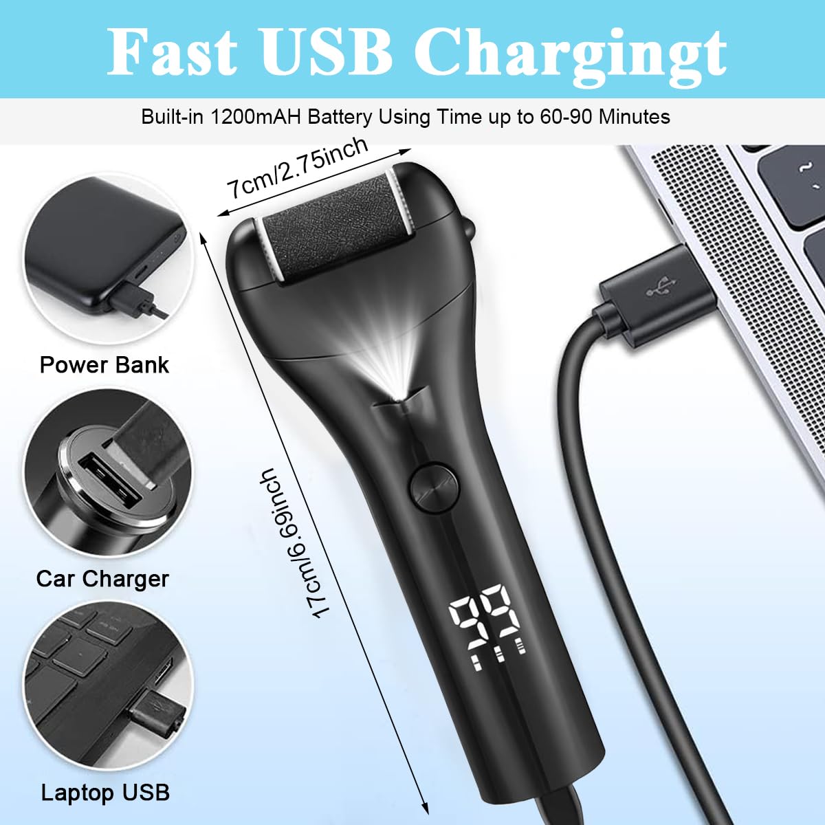 MAYCREATE Electric Callus Remover for Feet with 3 Speeds and 3 Grinding Heads | USB Rechargeable