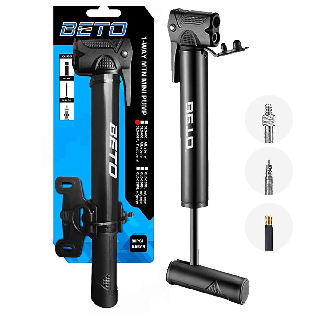 Proberos Bicycle Pump for Outdoor Emergencies with 9.84 in Mounting Bracket | 80 PSI Presta & Schrader Compatibility