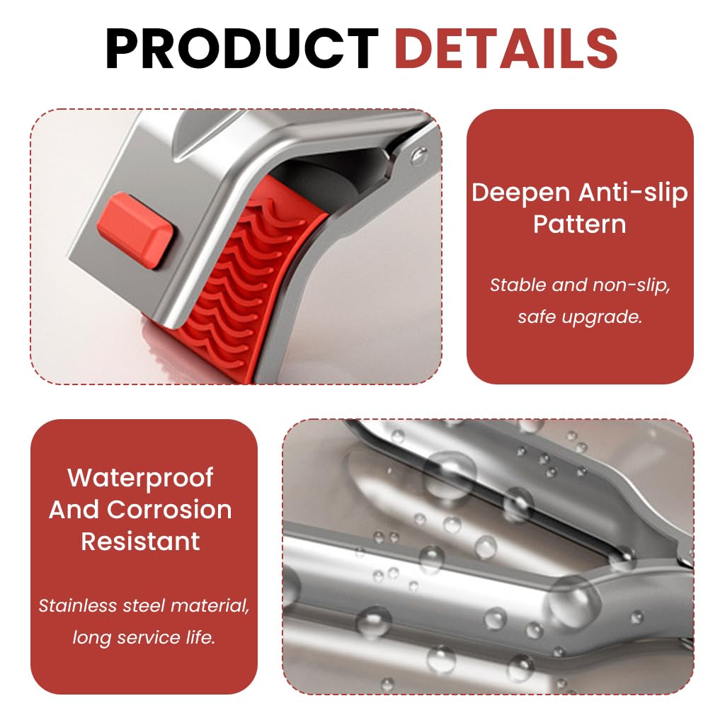 Supvox Tongs for Hot Utensils with Non Slip Grooved Silicone Tips and Stainless Steel Handle | Safe Heat Protection for Microwave Oven and Air Fryer