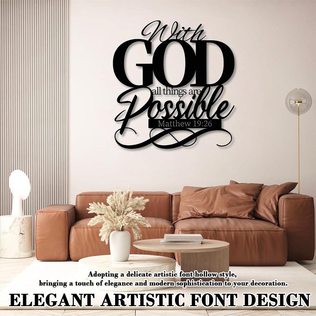 HASTHIP Metal Cutout Wall Ornament for Home Decor with Art Font Design 11.18x11.8 in | Inspirational Hanging Sign