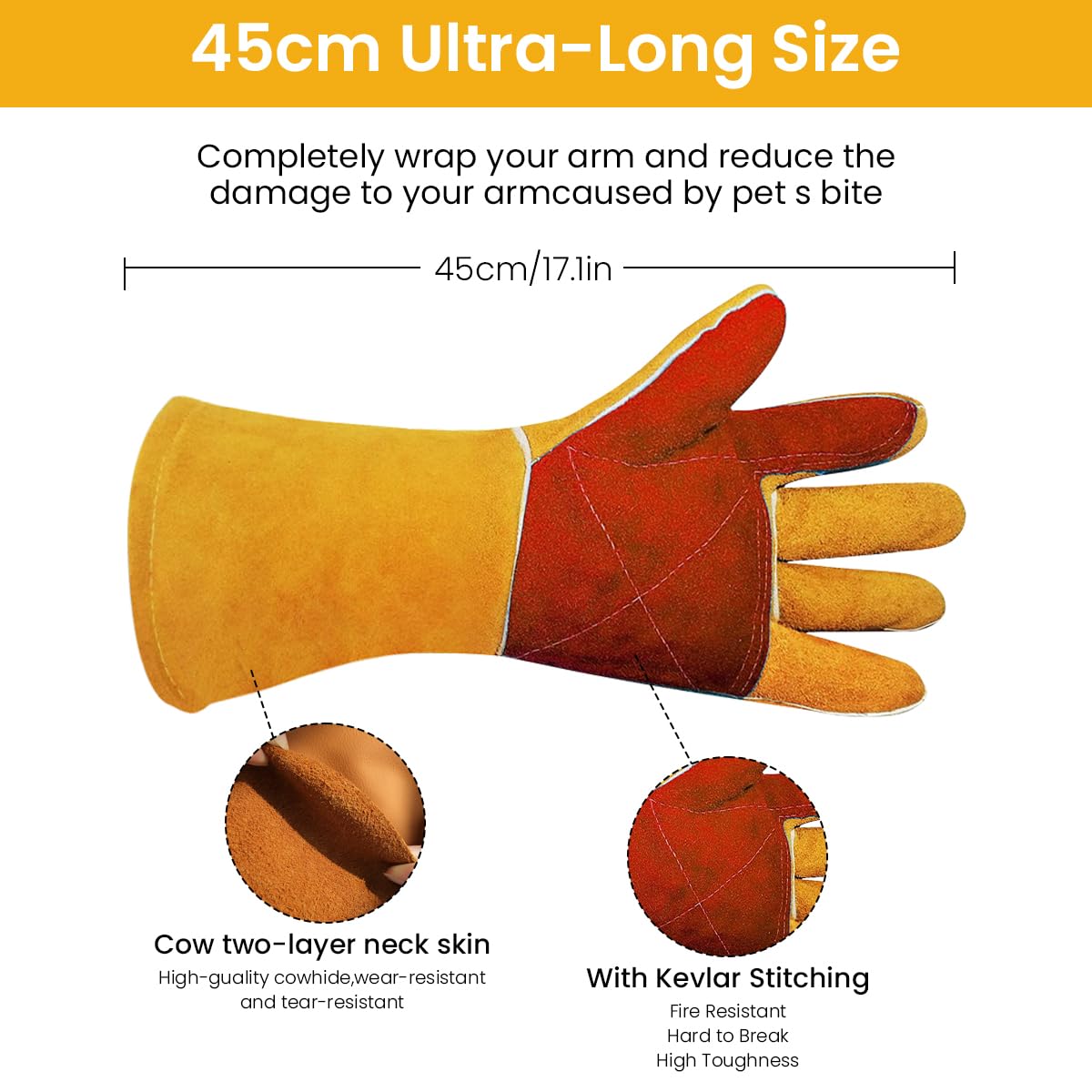 Serplex Welding Gloves for Heavy Tasks featuring 15.7 in Extended Arm Protection & Textured Grip