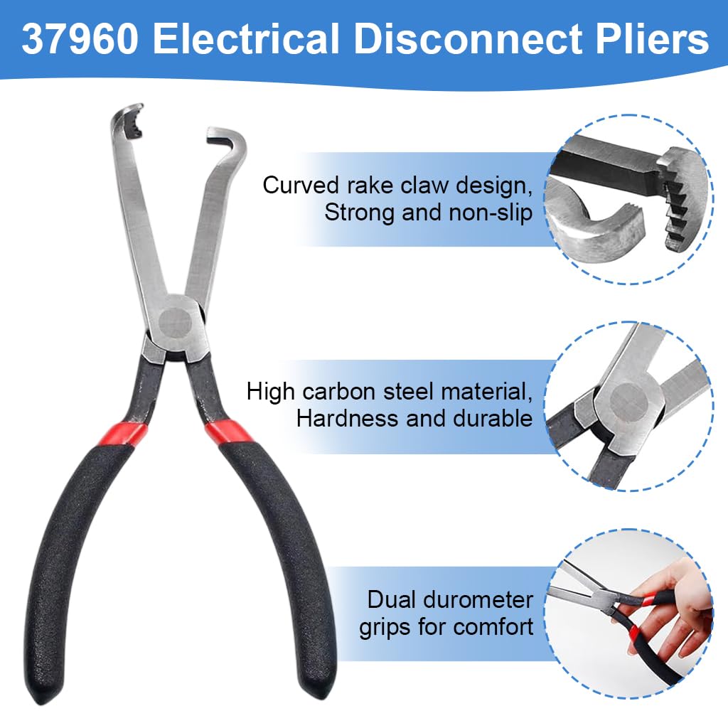 STHIRA Electrical Disconnect Plier Tool for Automotive Connectors with 8 in Carbon Steel Build and Rubberized Insulated Handle