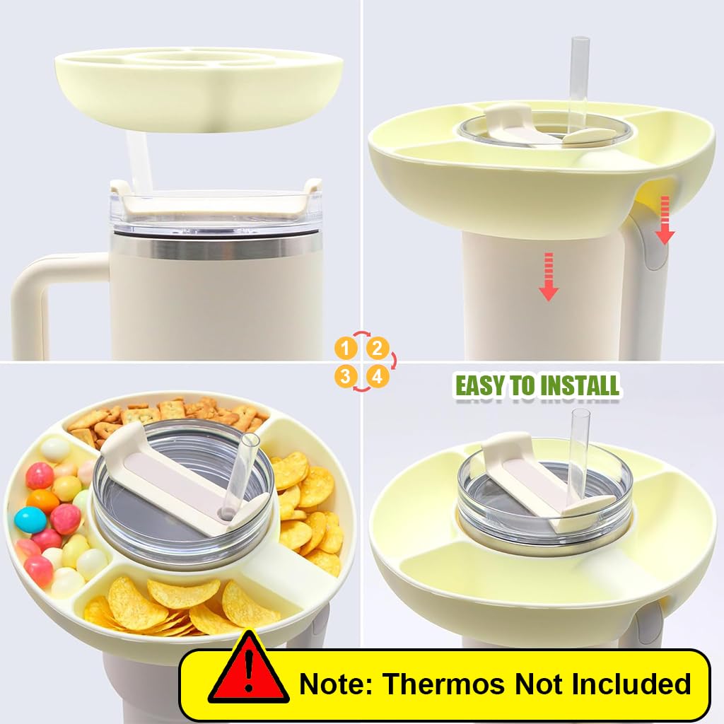 Supvox Snack Tray for Stanley Cup 40oz with 4 Grid Design and BPA Free Silicone Container | 2PCS