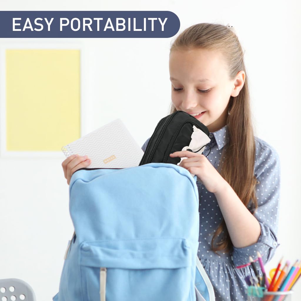 ZIBUYU Pencil Pouch for School with 3 Zipper Layers and Soft Cloth Design 21x13x10cm | Gift for Girls