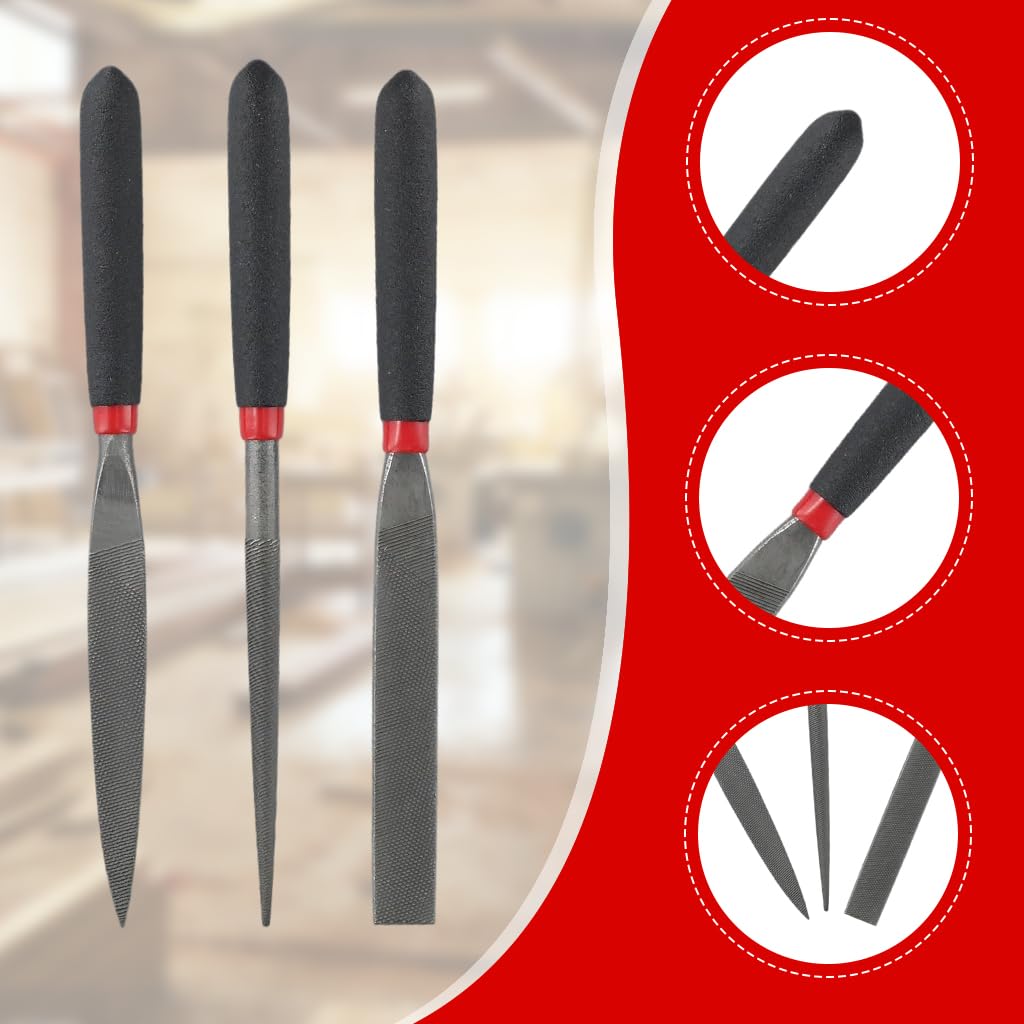 Serplex Crafting File Tools for Wood Stone and Jade with 4.6 in Palm Grip | 3 Steel Files