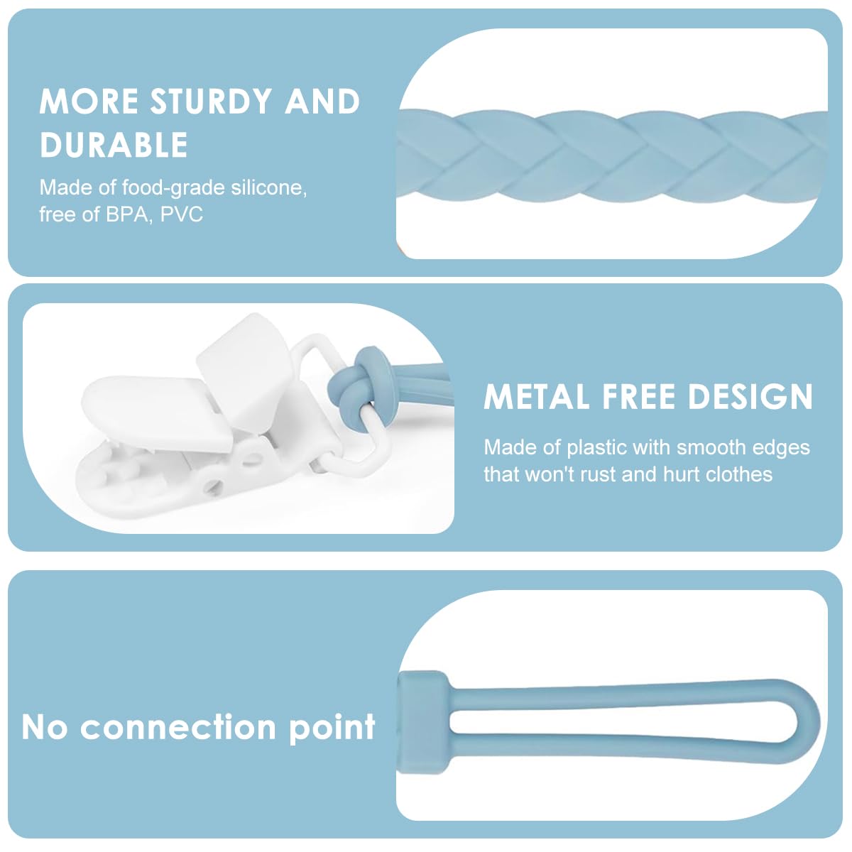 SNOWIE SOFT Pacifier Clip Straps for Anti-Lost Use featuring Woven Silicone | 4-Color Set