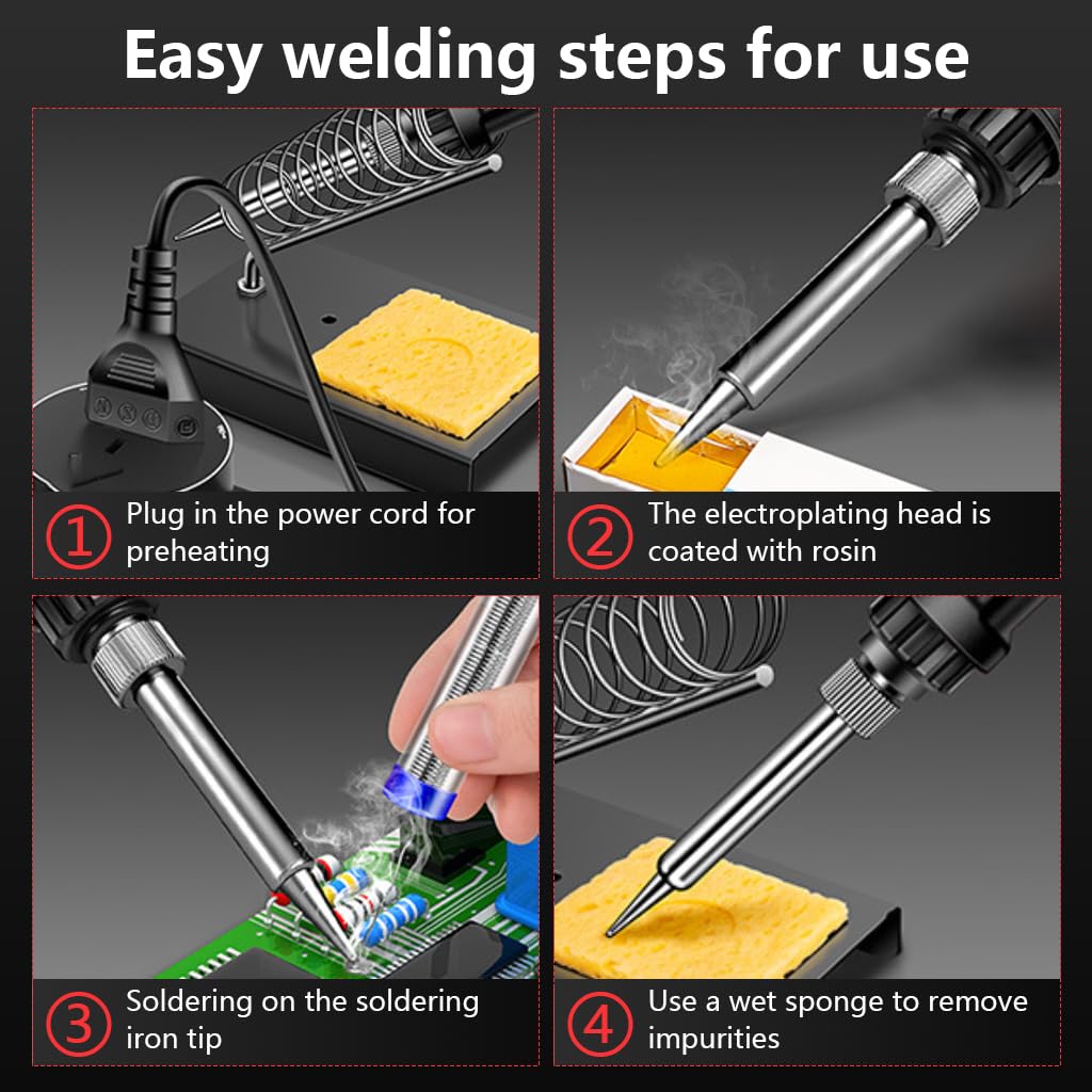 Serplex Soldering Iron Kit for Electronic Repair with LCD Display and 60W Adjustable Heat | Includes 5 Tips and Ergonomic Handle