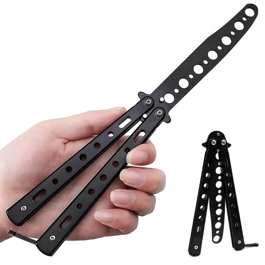 Proberos® Tactical Balisong Spoon, Multifunctional 2-in-1 Stainless Steel Butterfly Spoon, Concealable, Durable for Outdoor, Trainer Multifunctional Tool for Practicing Flipping Tricks