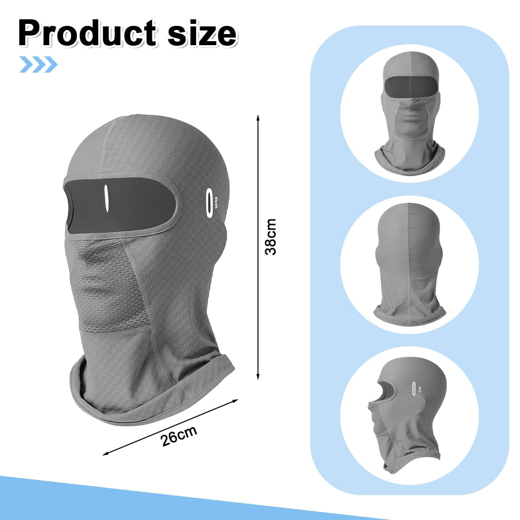 PROBEROS Balaclava Face Mask for Skiing and Cycling with UPF 30+ Sun Protection | 2PCS Grey