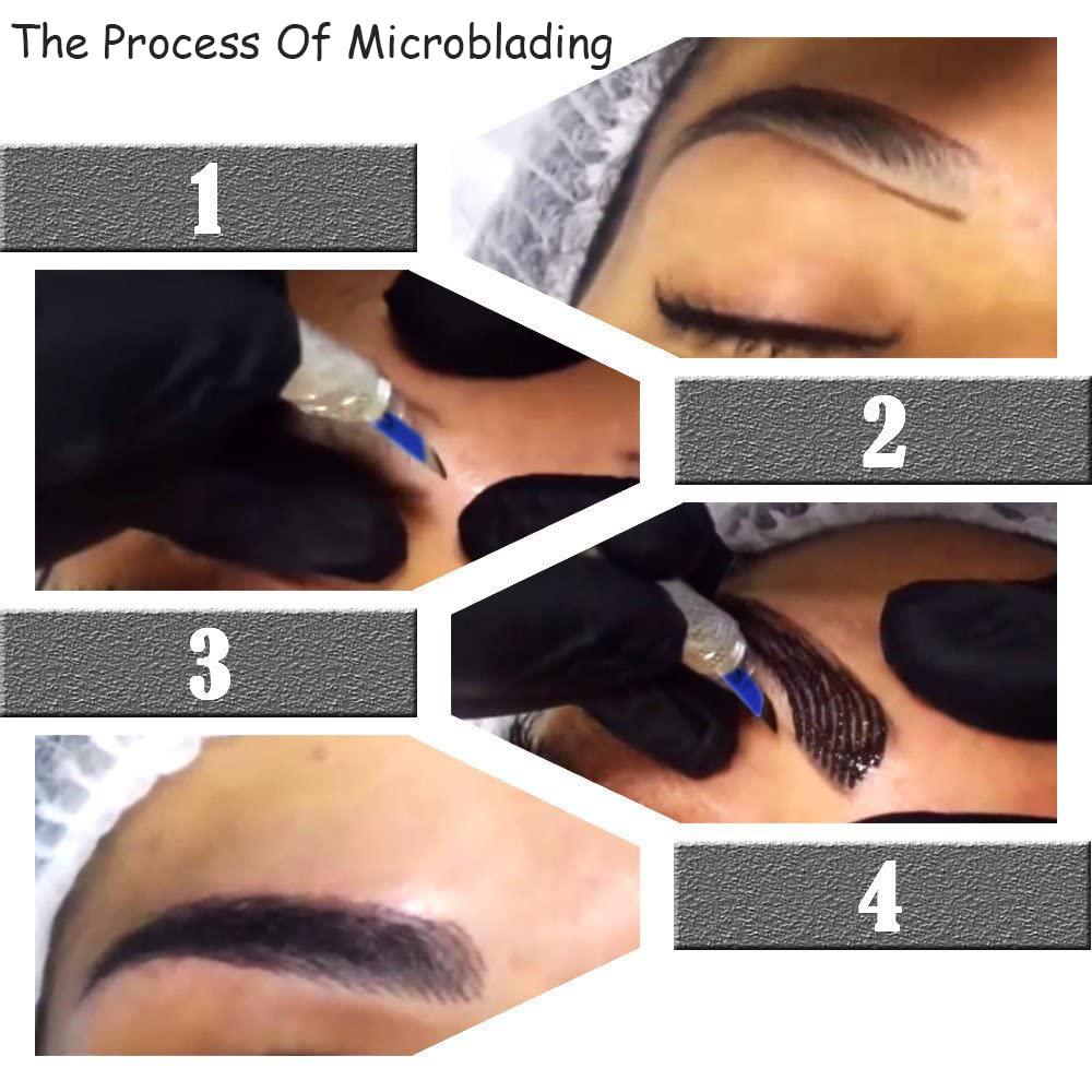 MAYCREATE Microblading Eyebrow Kit with 10 Needles and Anti Slip Pen | Dark Brown Ink for Beginners