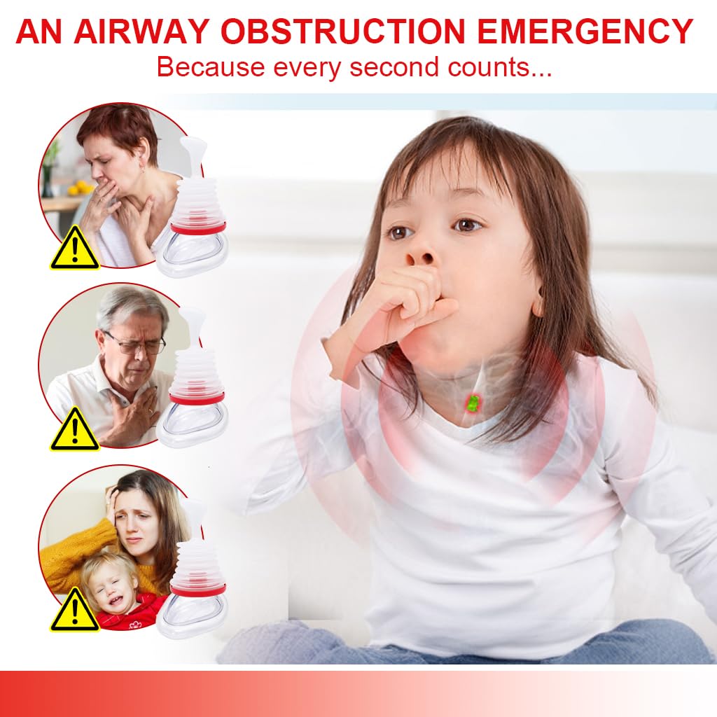 HANNEA Anti Choking Device for Home and Travel with Ergonomic Plunger and Dual Masks | Red