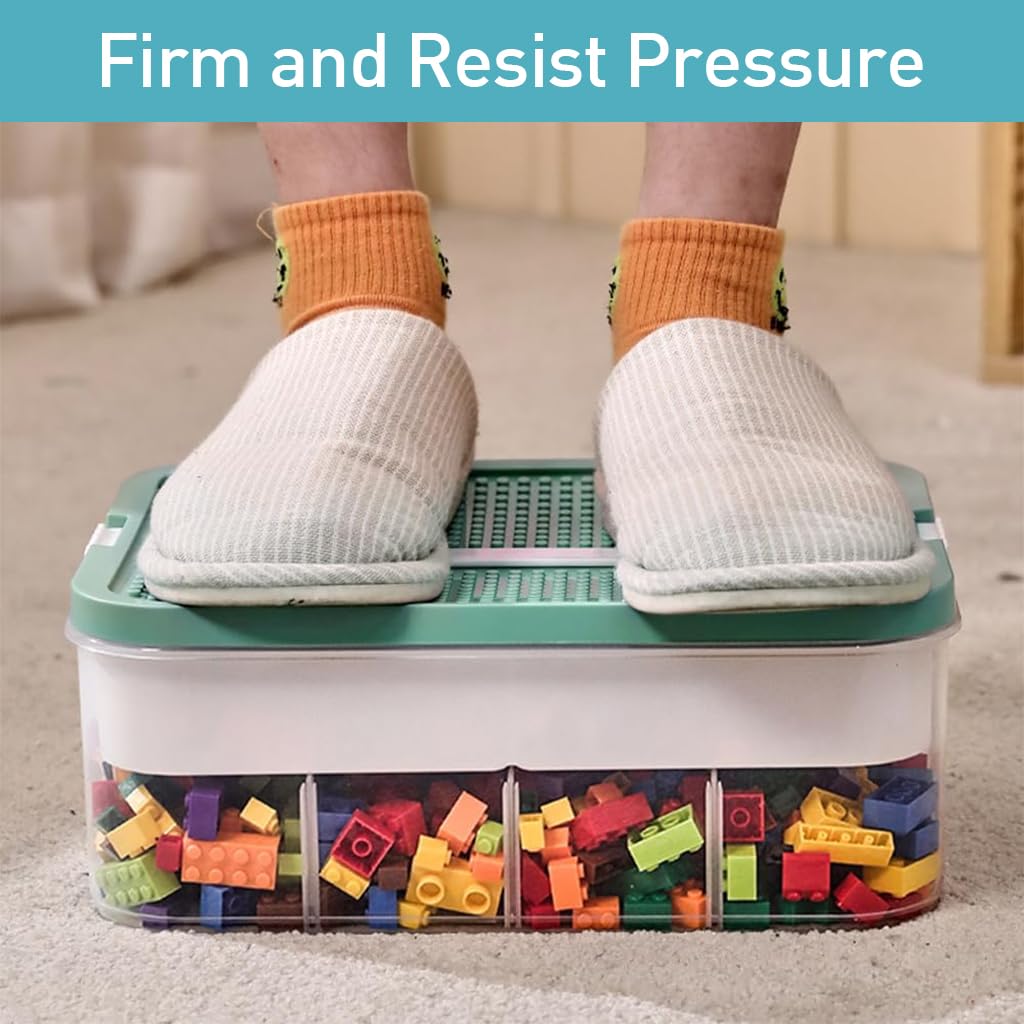 PATPAT Kids Toy Storage Case with Double Layer Compartments 30.5x23x12.5cm and Lockable Lid