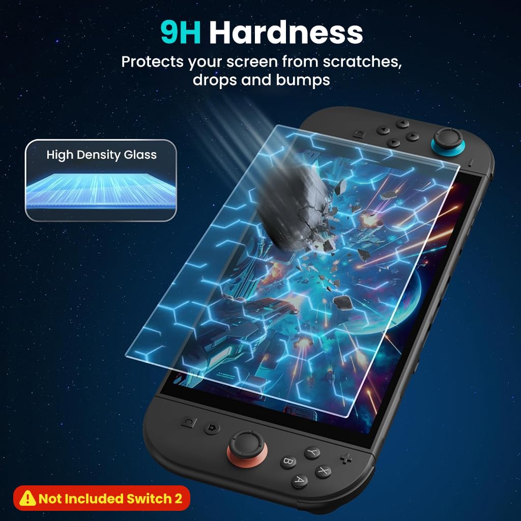 ZORBES Screen Protector for Nintendo Switch 2 2025 with 9H Tempered Glass and Auto Alignment | Anti Glare Bubble Free 3 Pack