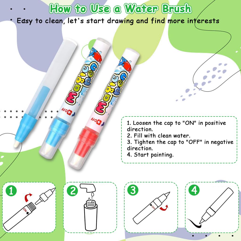 PATPAT Water Doodle Mat for Kids 37.7x39.1 in with Water Pens and Stamps | Mess Free Learning Play