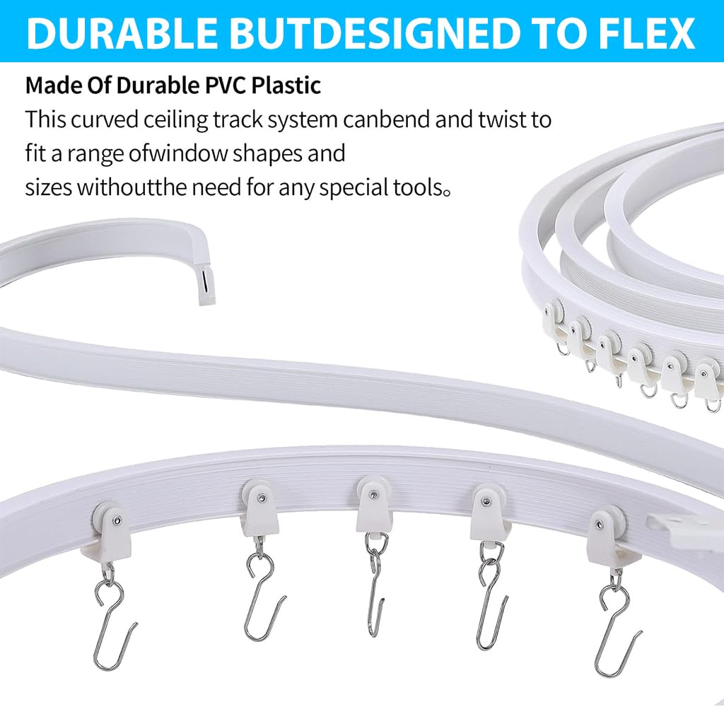 HASTHIP Flexible Ceiling Curtain Track for Room Dividers with 9.6ft Length | Easy Install Set