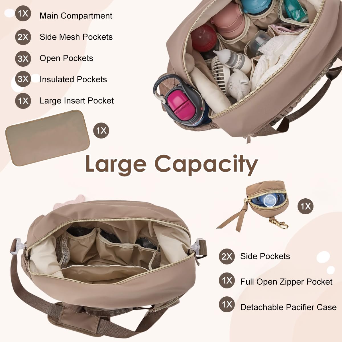 PALAY Diaper Bag for Mothers with Quilted Design and Smart Organization | Water‑Resistant Tote for Travel and Hospital Use