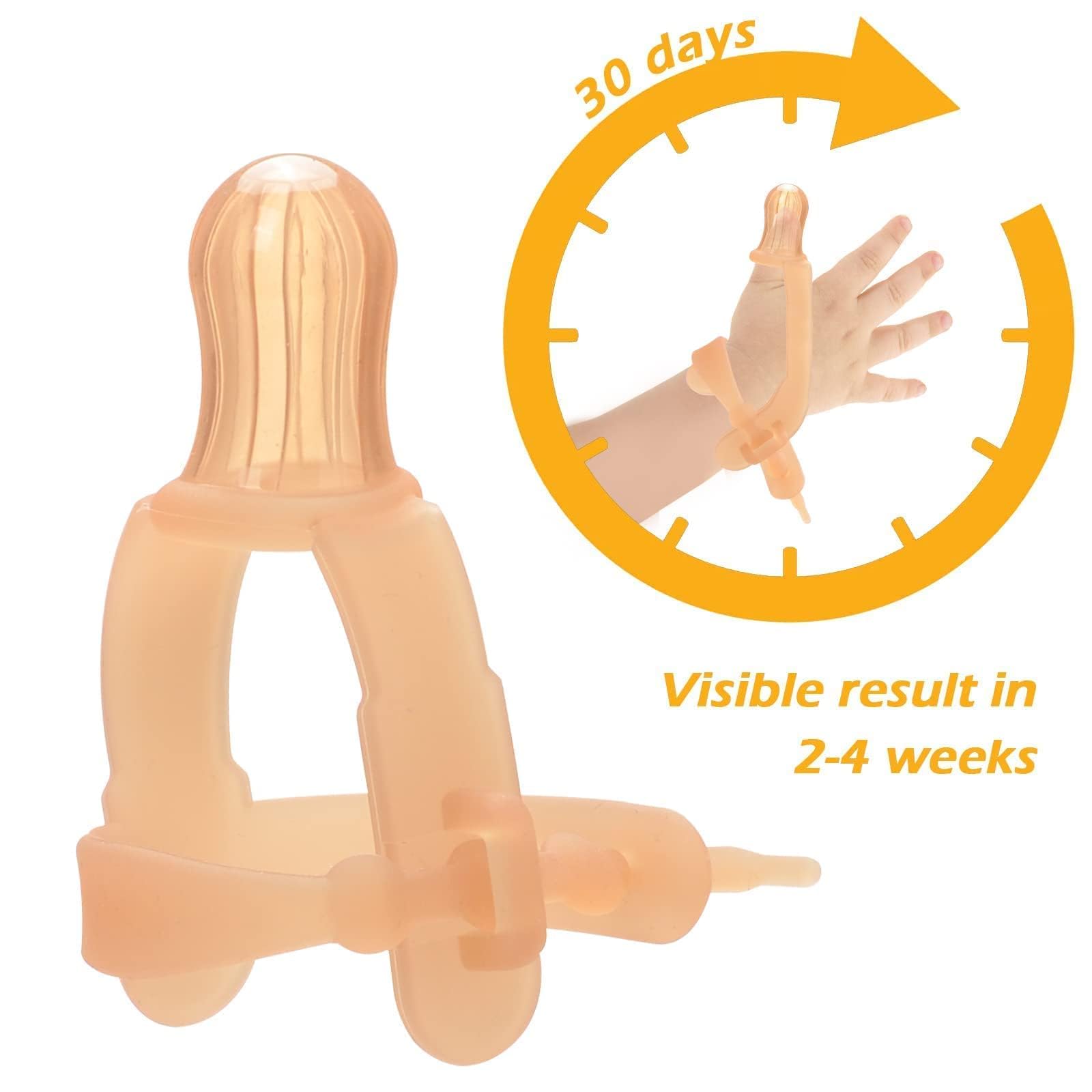 SNOWIE SOFT® Thumb Sucking Stop Thumb Guard for Baby Thumb Sucking Food Grade Silicone Baby Teether Thumb Guards for Hands Treatment Kit for 3-24 Months Baby, Adjustable Wrist Size Max for 1.95