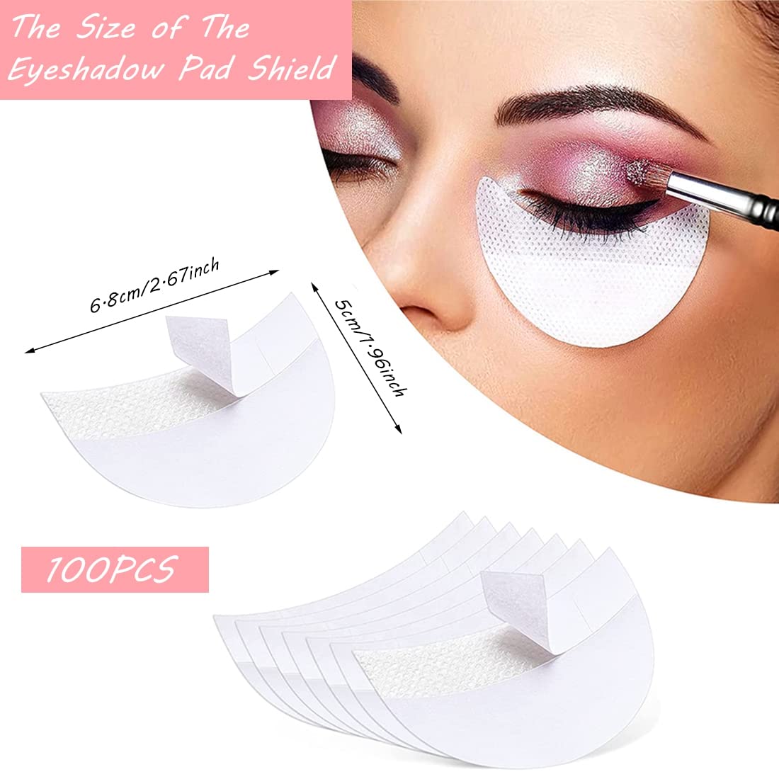 MAYCREATE 100 Pcs Eyeshadow Shields Under Eye Patch, Professional Makeup Eye Shadow Pads Stencils Eye Tips Sticker, Lint Free Eyeshadow Patches For Eyelash Extensions Sticker/Lip Makeup