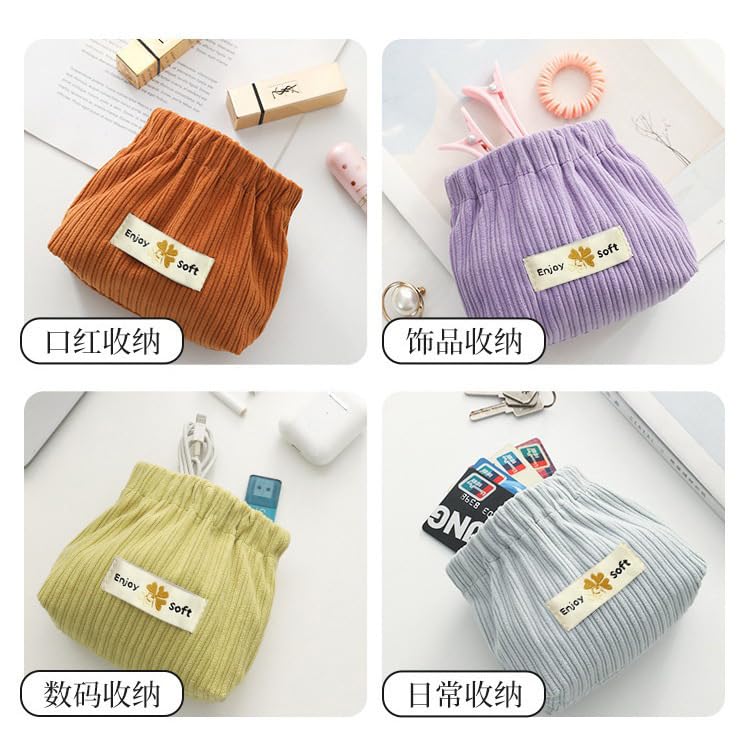 MAYCREATE Cosmetic Travel Bag for Compact Storage featuring Spring Opening and Corduroy Finish | 2 Piece Set 13x5x12cm