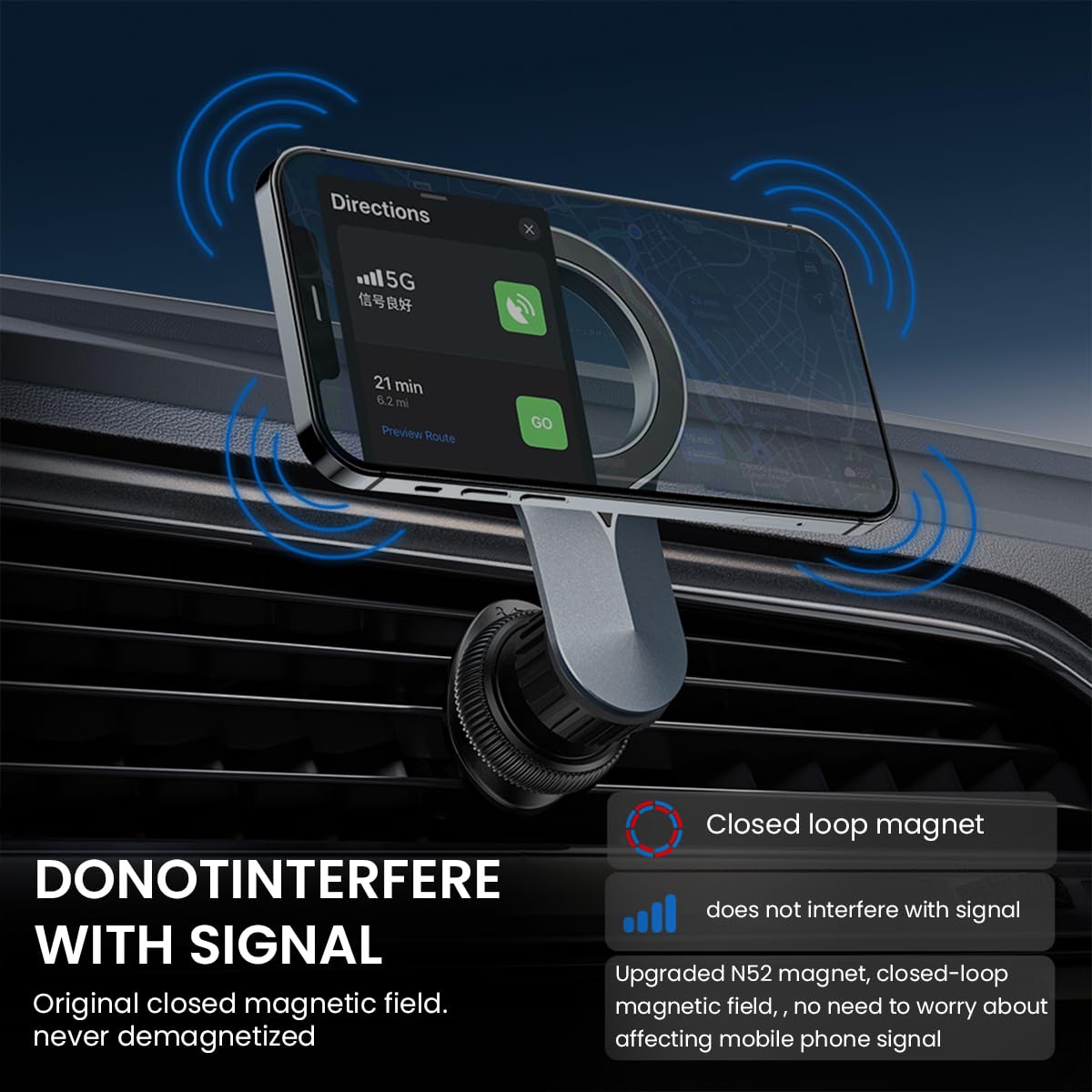 ZORBES Phone Holder for Car Vent with 16pcs N52 Magnets and 360° Rotatable Arm | Hands Free Mount