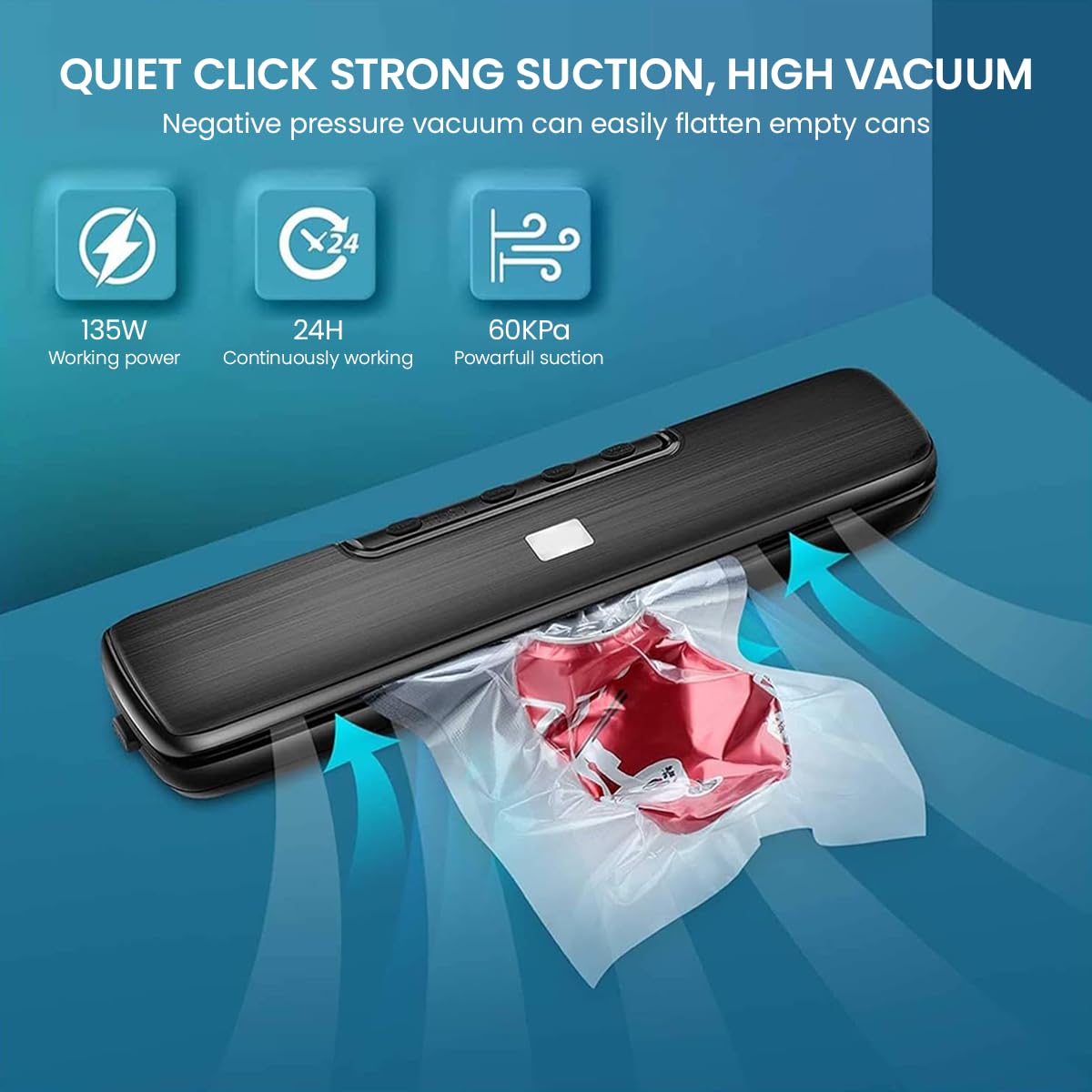 Supvox Vacuum Sealer for Dry and Moist Food with 135W Motor and 32cm Heating Strip | Includes 10 BPA-Free Bags