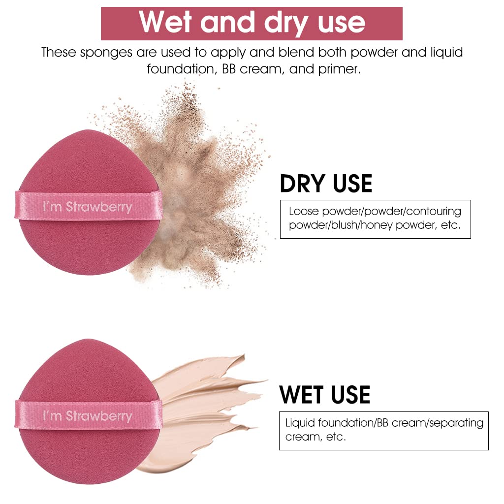 MAYCREATE Makeup Sponge Set for Liquid Foundation and Powder featuring Wet & Dry Dual Use | 14PCS Latex-Free Pink Puffs
