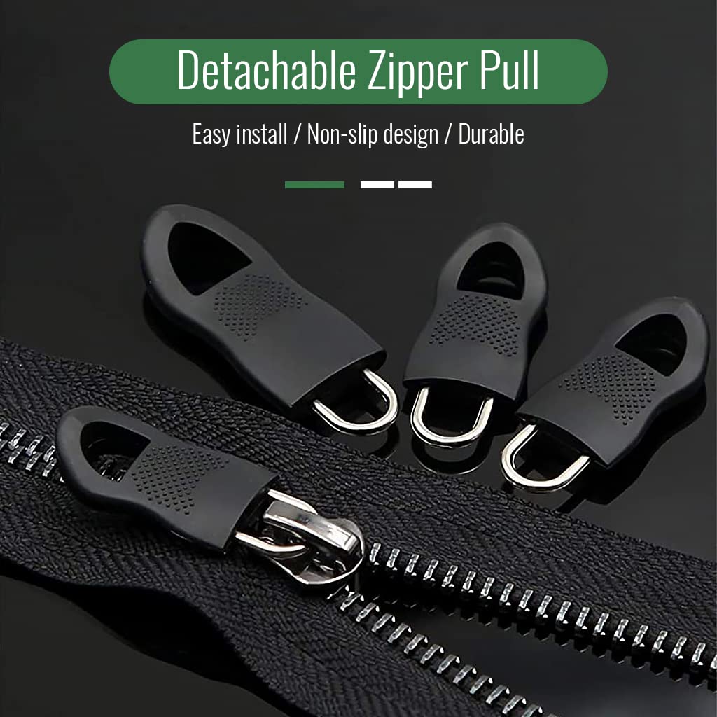 HASTHIP 20pcs Zipper Pulls Replacement Kit, Universal Detachable Zipper Puller, Black Zipper Pull Tab for Bags, Purses, Luggage, Backpacks, Pants, Jackets, Boots, Tents (3 Styles, 4 Sizes)