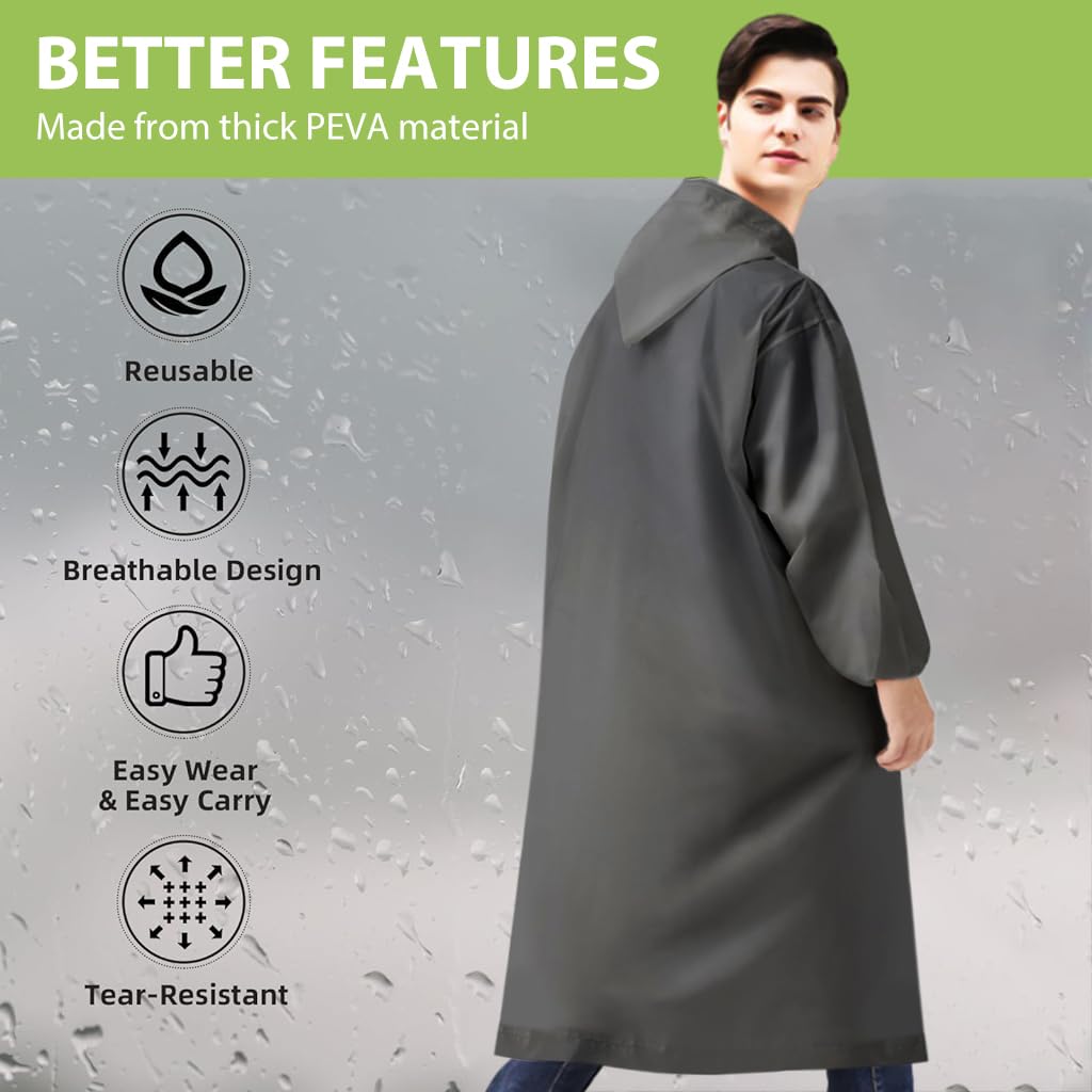 PALAY Rain Ponchos for Camping and Hiking with Snap Button Hood | 2Pcs EVA Waterproof Coat