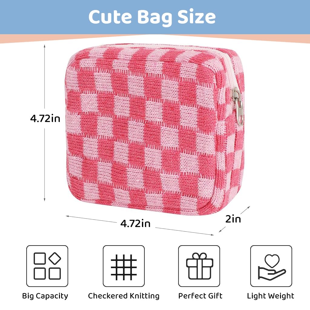 MAYCREATE Sanitary Pad Pouch for Travel and Everyday Use featuring 4pcs 5.5in Checked Design