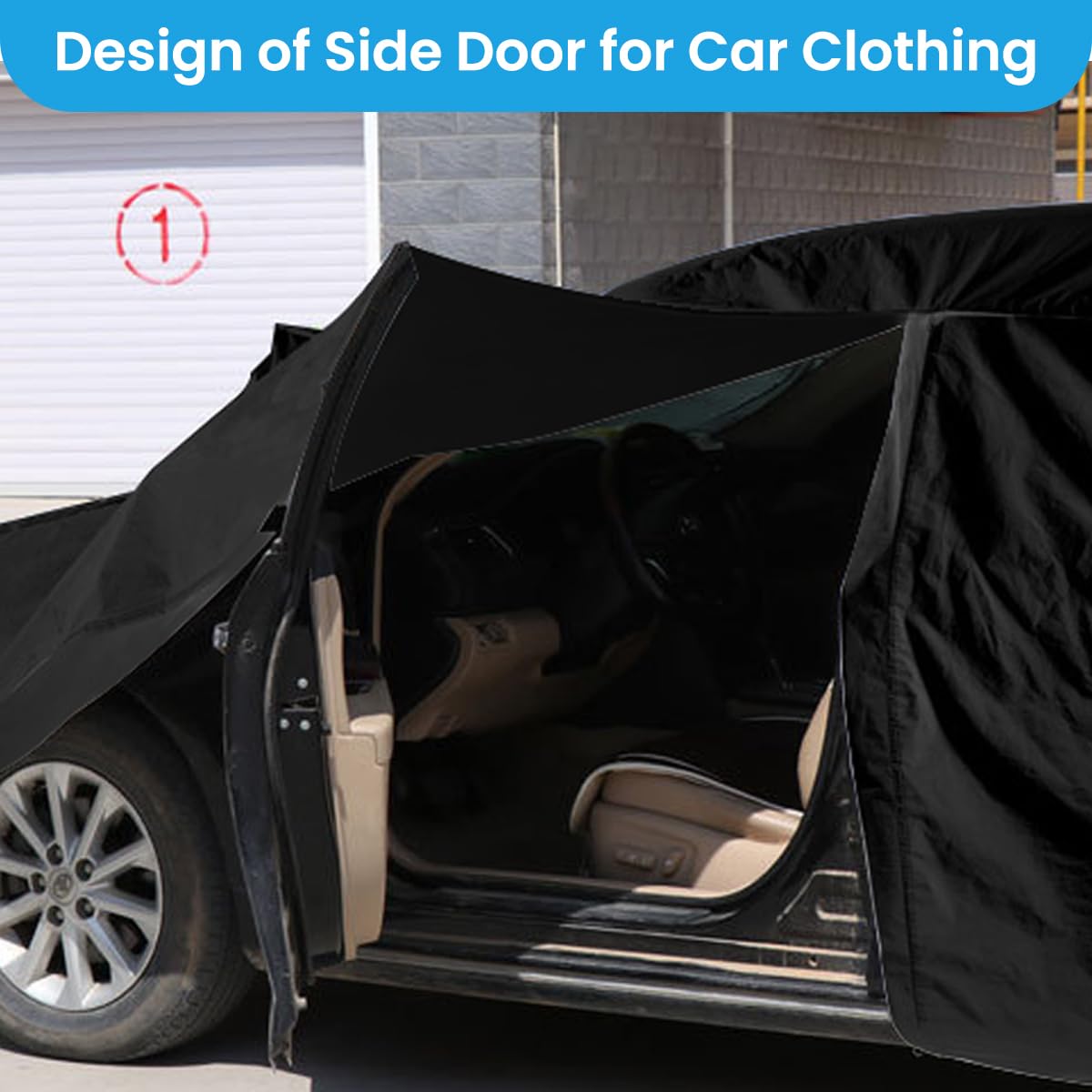 STHIRA® UV Resistant Car Cover Car Shield with Reflective Strips Outdoor Car Shield 210D Oxford Cloth Car Cover Universal Size Car Cover Rainproof Sunproof Windproof Car Cover, 14.5x5.9x5.2ft