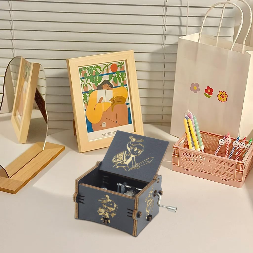 PATPAT Zelda Wooden Music Box featuring 6.4x5.1x4.2cm size and manual crank mechanism | ideal gift