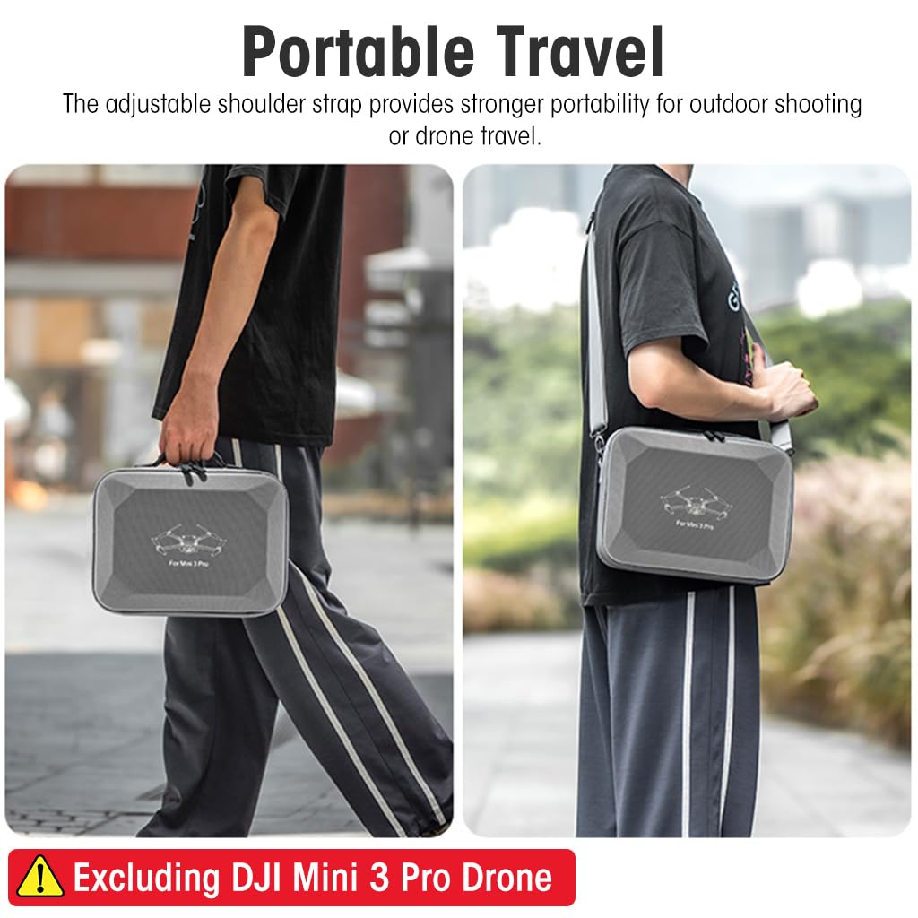 ZORBES Carrying Case for DJI Mini 3 Pro with 5 Compartments and Waterproof PU Cover | Travel Storage Bag