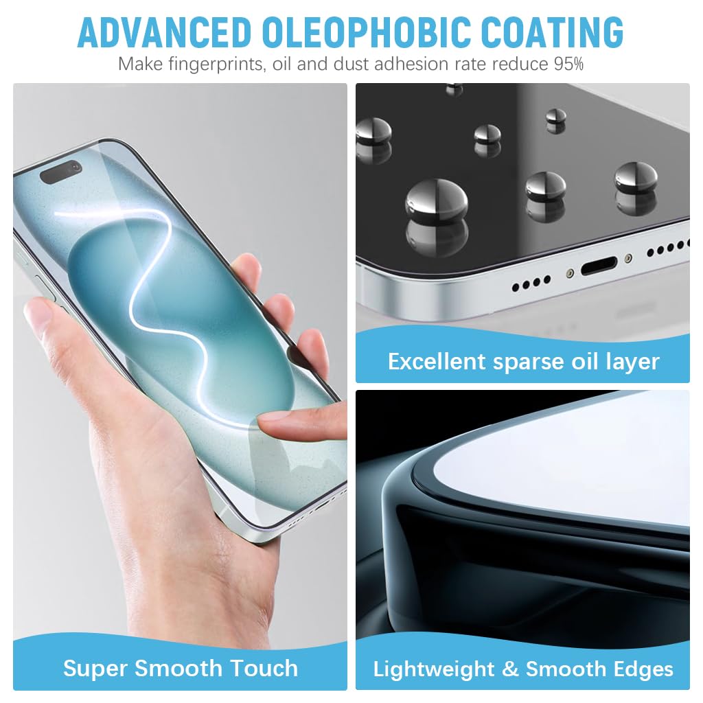 ZEITEL Privacy Screen Protector for iPhone 15 6.1 in with 9H Tempered Glass and Auto Alignment | 2 Step Bubble Free Installation