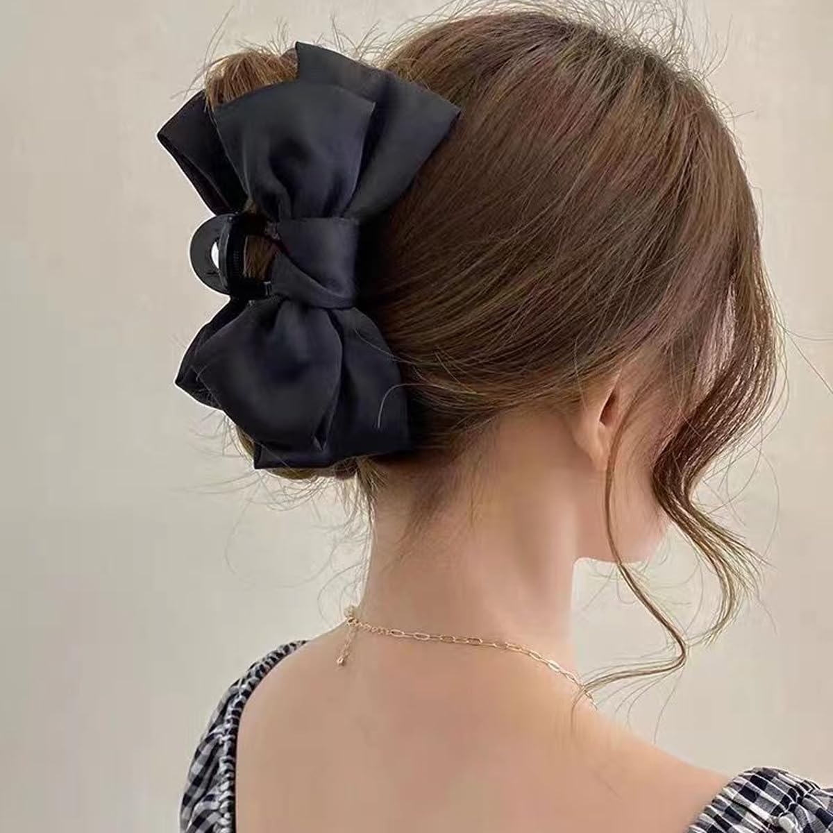 PALAY® Claw Clip for Women Large Black Bow Claw Clip for Medium Thick Hair Women Hair Accessories for Hair Styling, Hair Clamp, Hair Claw for Women Girls