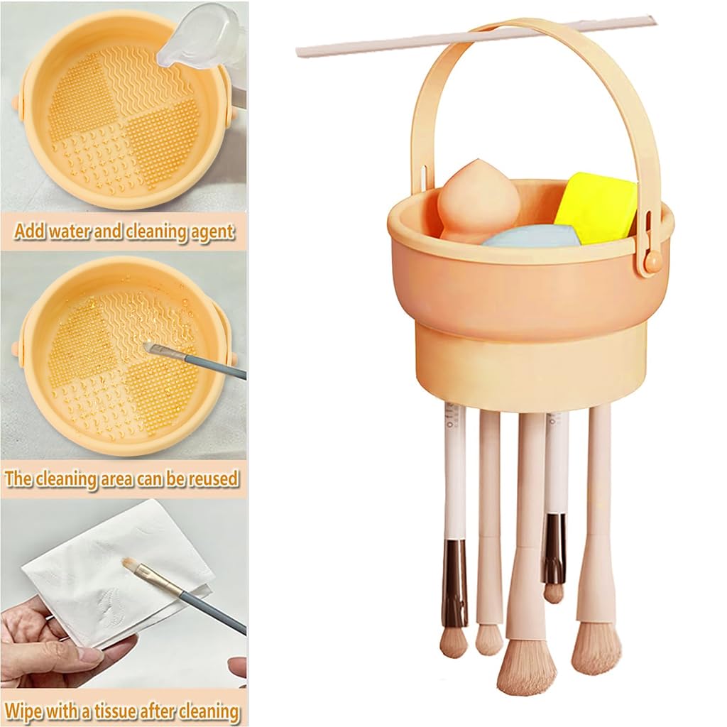 HANNEA® Makeup Brush Drying Rack 2 in 1 Makeup Brush Hanging Drying Rack with Handle Makeup Sponge Storage Drying Holder Large Capacity Silicone Makeup Brush Hanging Drying Rack